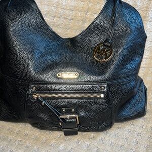 Michael Kors, black soft pebbled, leather handbag